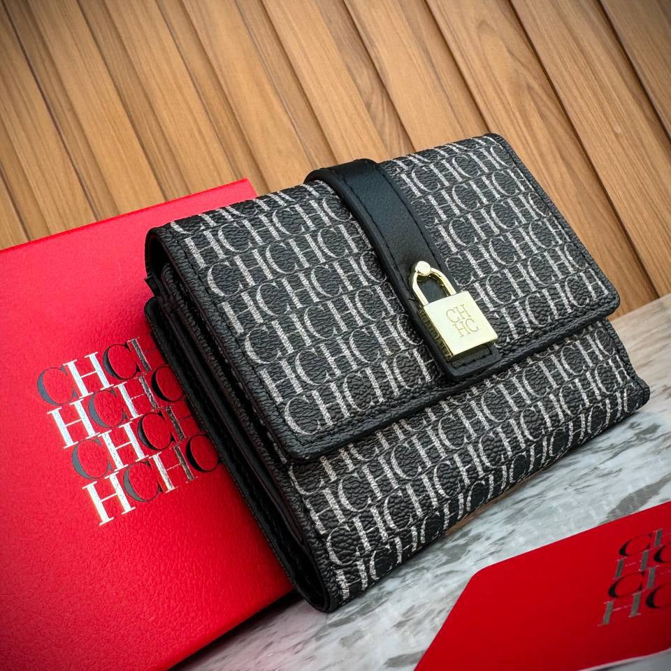 CHHC Monogram Bi-Fold Wallet with Gold Padlock Detail 👜✨🔒