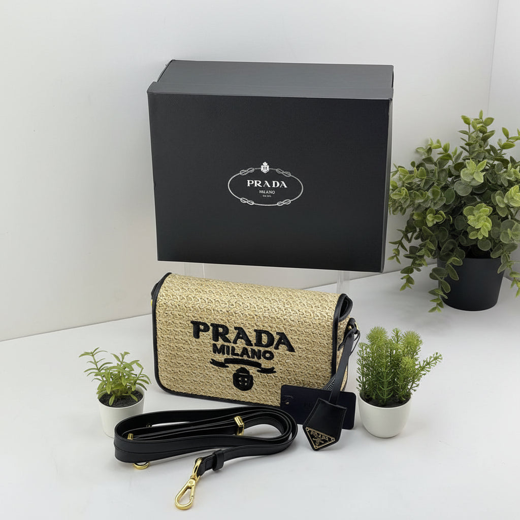Prada: Chic Beige & Black Shoulder Bag 👜🖤