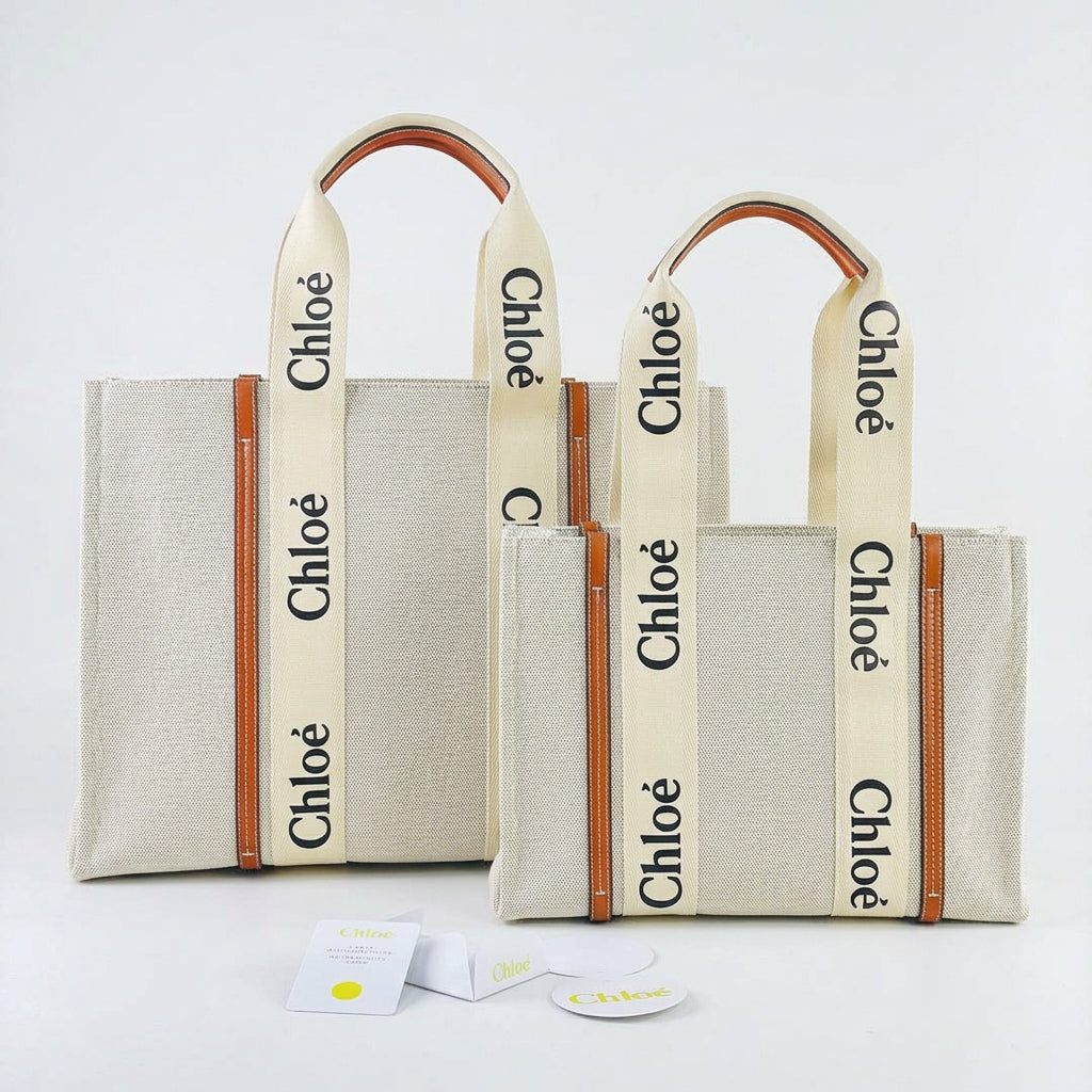 Chloe Large Canvas Tote with Signature Leather Trim