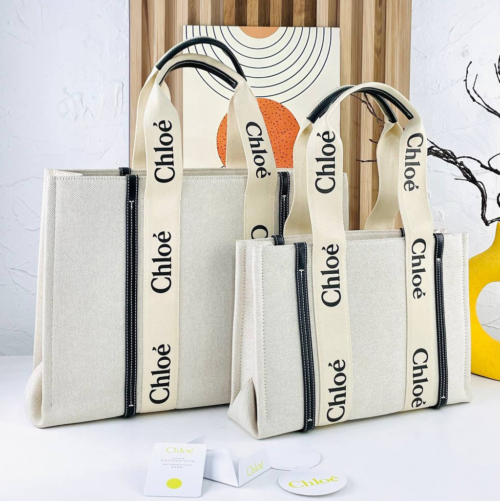 Chloe Large Canvas Tote with Signature Leather Trim