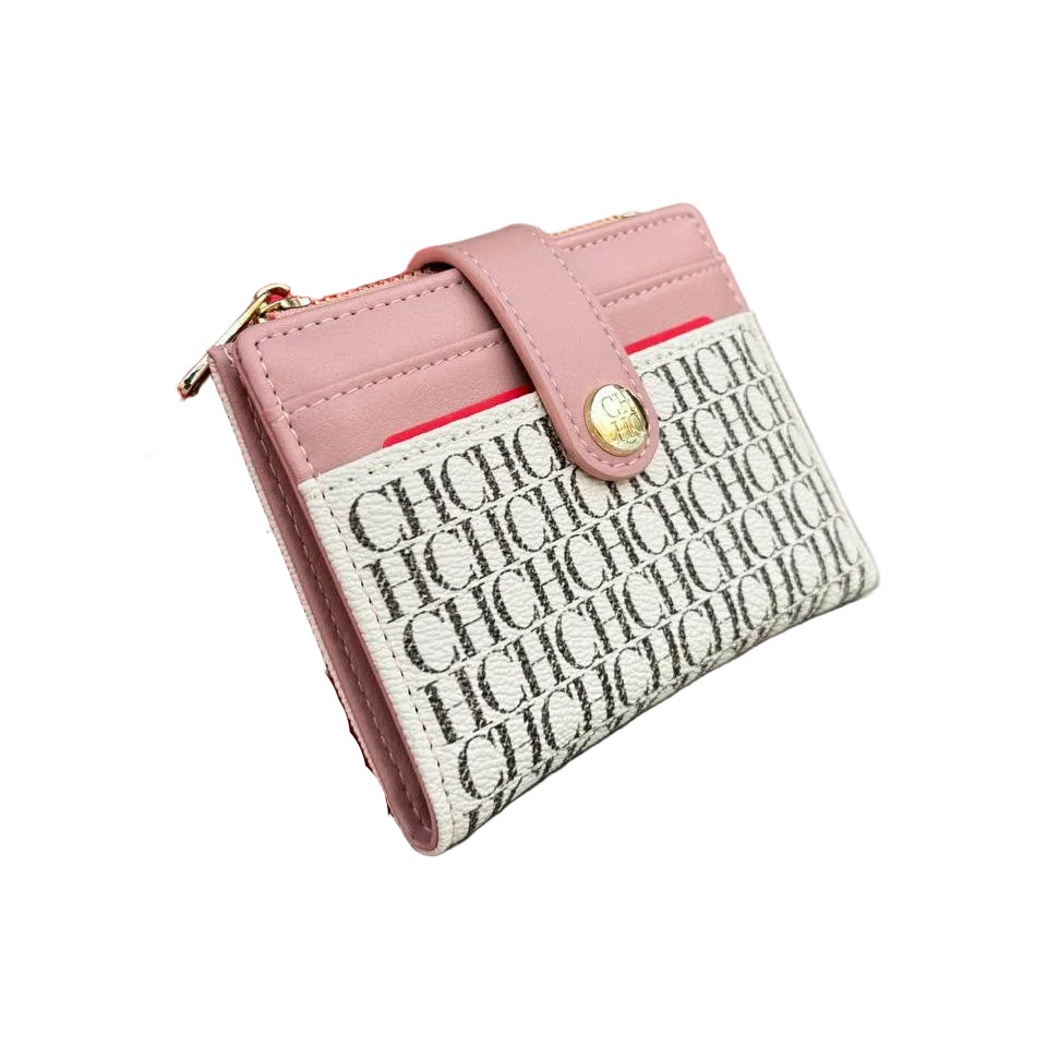 CHCH Elegant Bifold Wallet with Monogram Pattern and Zipper Pocket 🌸👛✨