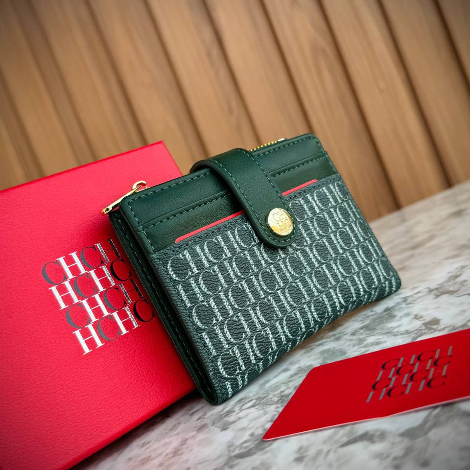 CHCH Elegant Bifold Wallet with Monogram Pattern and Zipper Pocket 🌸👛✨