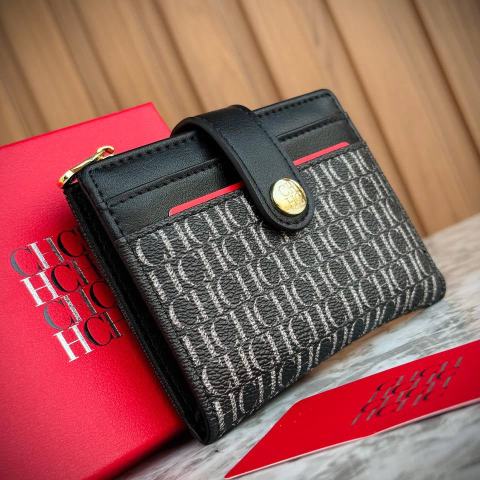 CHCH Elegant Bifold Wallet with Monogram Pattern and Zipper Pocket 🌸👛✨