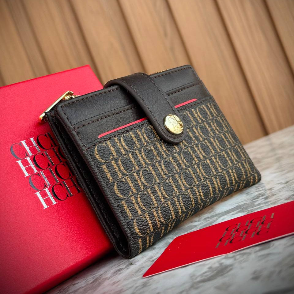 CHCH Elegant Bifold Wallet with Monogram Pattern and Zipper Pocket 🌸👛✨