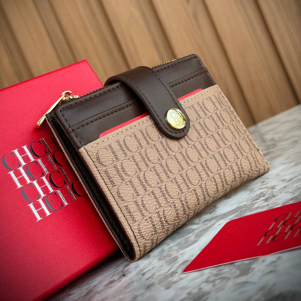 CHCH Elegant Bifold Wallet with Monogram Pattern and Zipper Pocket 🌸👛✨