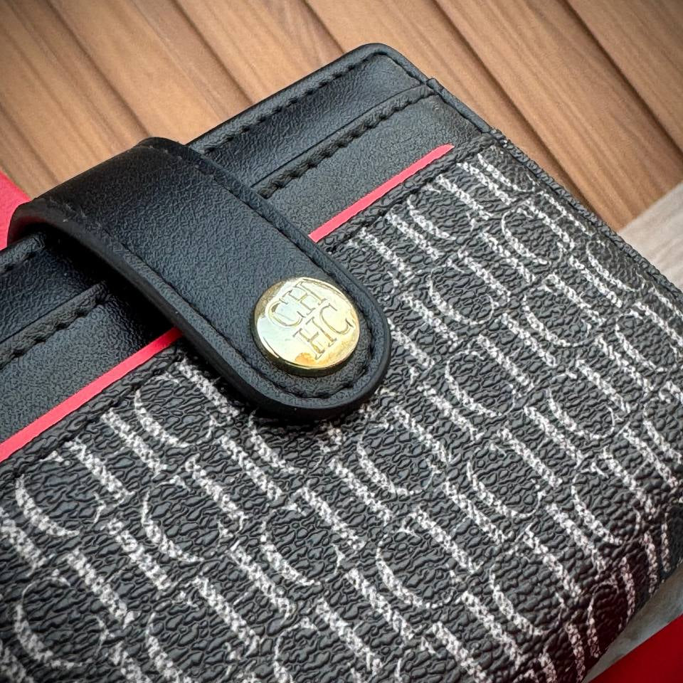 CHCH Elegant Bifold Wallet with Monogram Pattern and Zipper Pocket 🌸👛✨