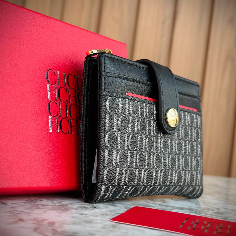 CHCH Elegant Bifold Wallet with Monogram Pattern and Zipper Pocket 🌸👛✨