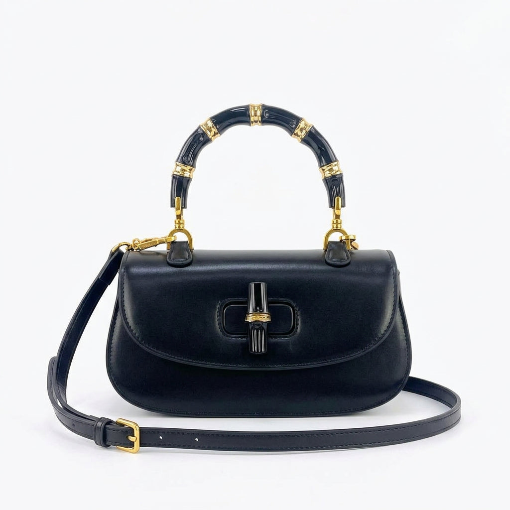 Gucci Black Bamboo Handle Handbag