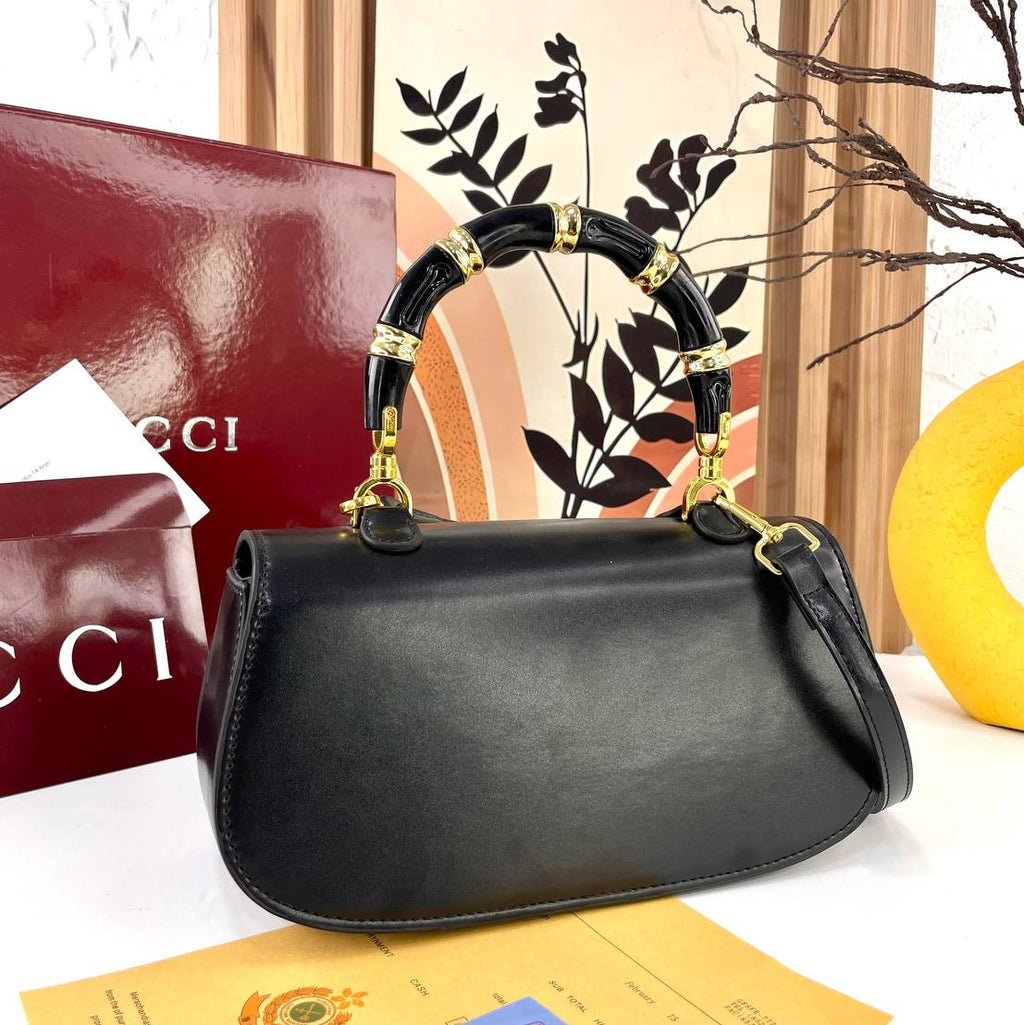 Gucci Black Bamboo Handle Handbag