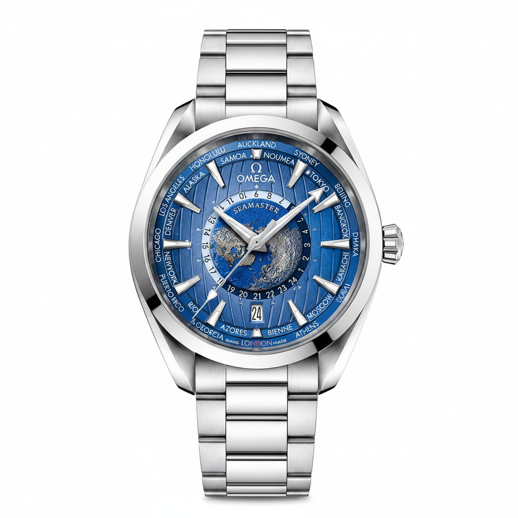 Omega Seamaster: Silver & Blue Worldtimer ⌚🌎🏙️