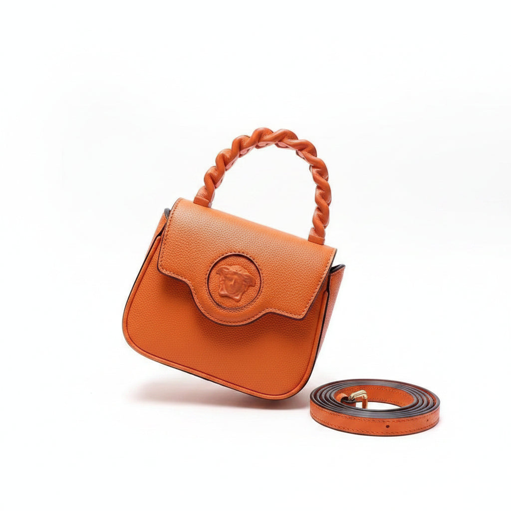 Versace Medusa Chain Handle Bag in Vibrant Orange 🧡👜✨