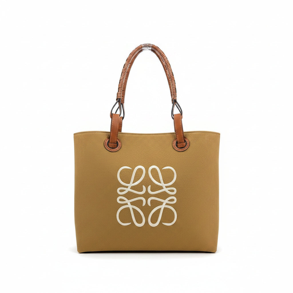 Loewe Large Canvas & Leather Tote Bag with Embroidered Logo 👜✨