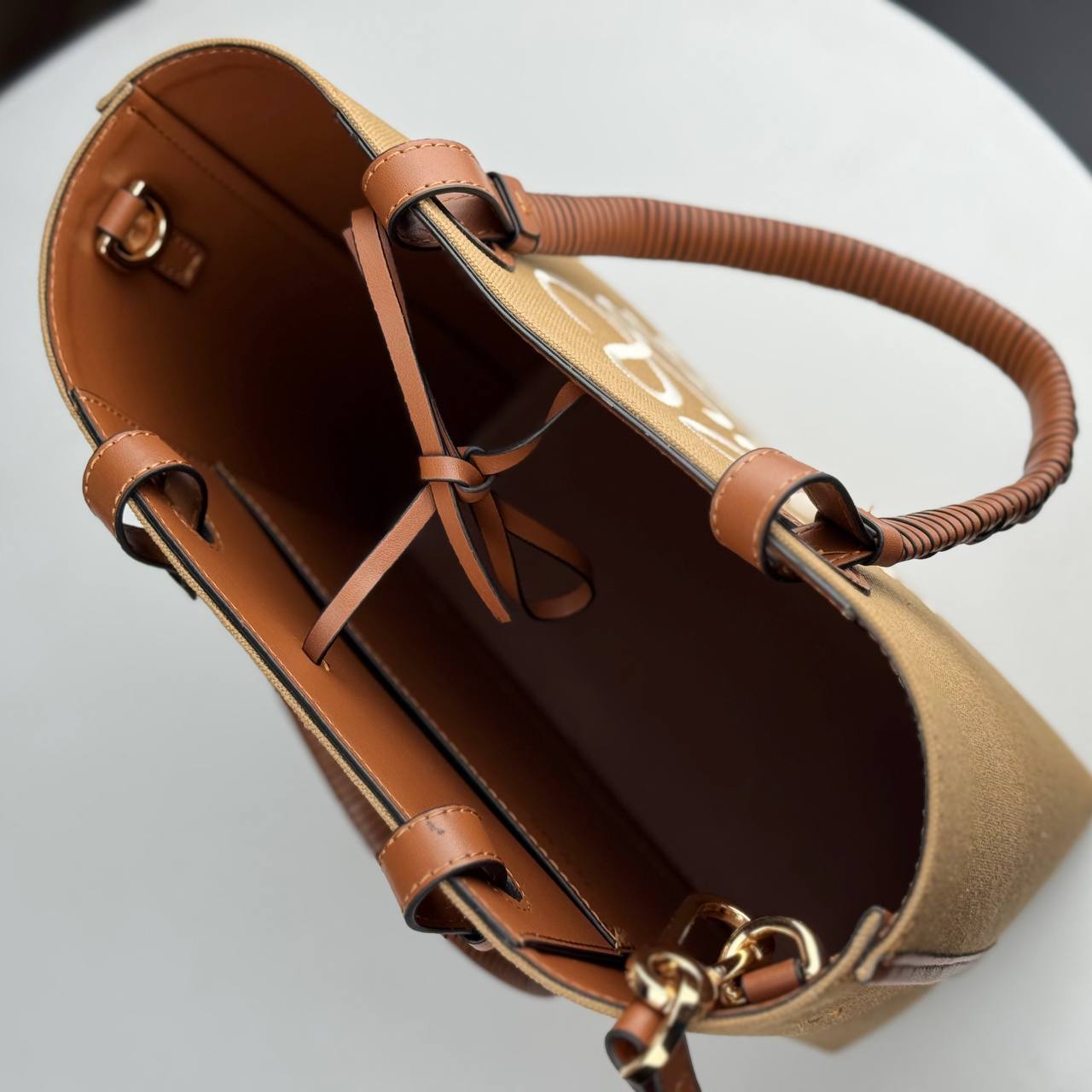 Loewe Large Canvas & Leather Tote Bag with Embroidered Logo 👜✨