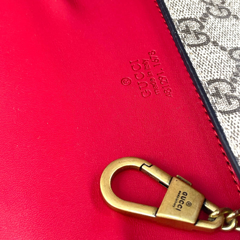 Gucci GG Supreme Cherry Chain Wallet with Crystal Embellishment 🍒✨