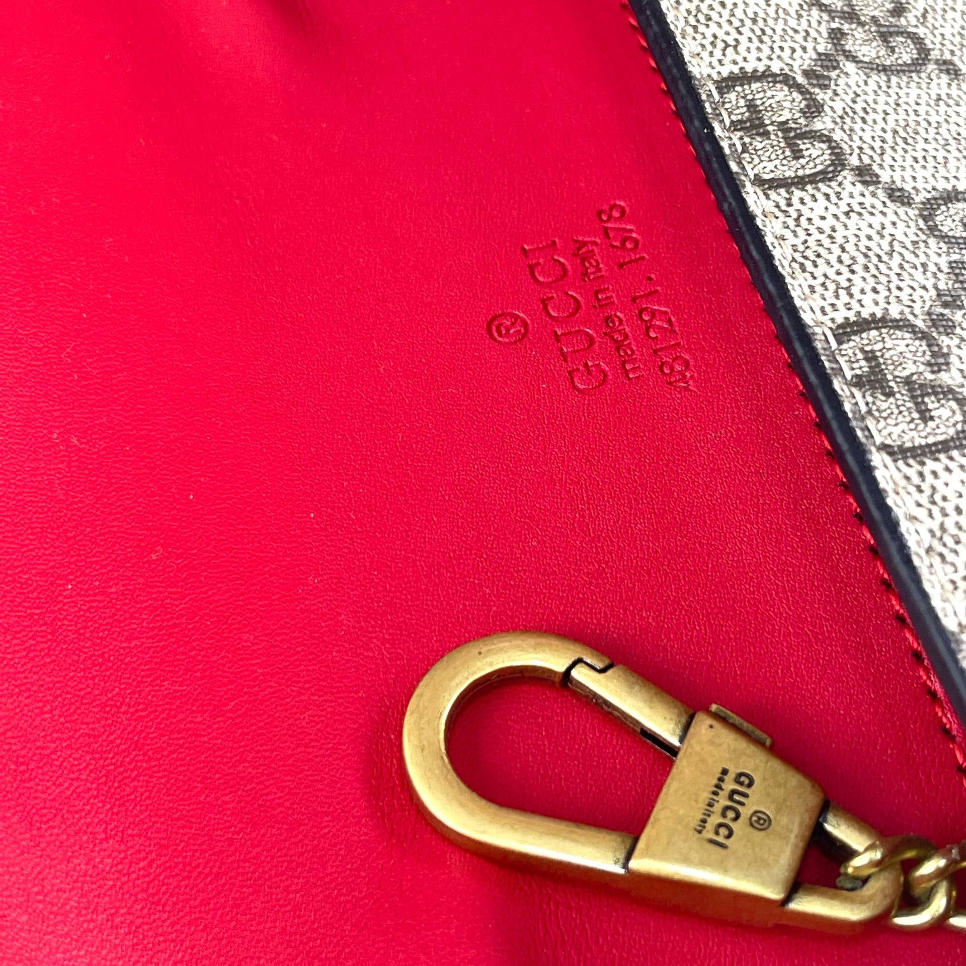 Gucci GG Supreme Cherry Chain Wallet with Crystal Embellishment 🍒✨