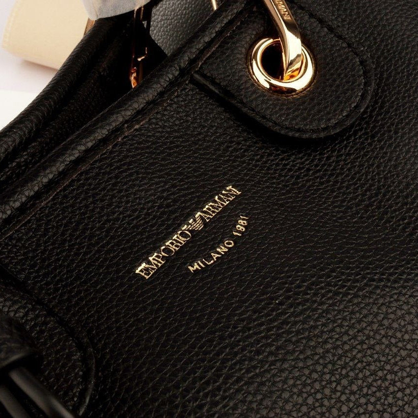 Emporio Armani Signature Black Handbag with Logo Strap 👜✨