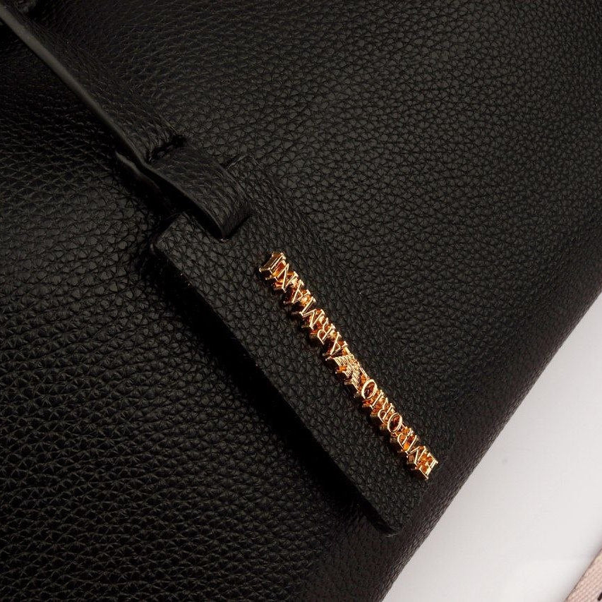 Emporio Armani Signature Black Handbag with Logo Strap 👜✨