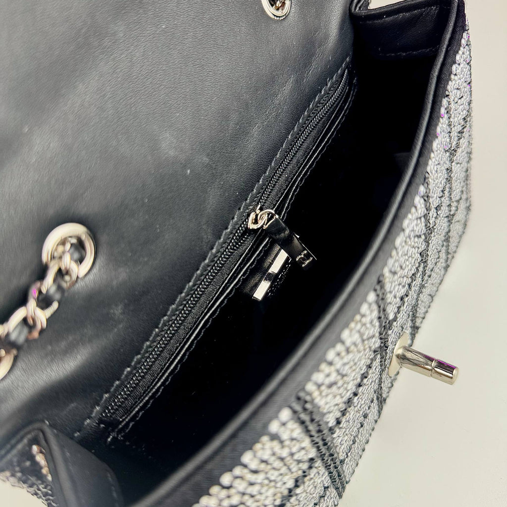 Chanel Rhinestone Grid Flap Bag in Black and Silver ✨👜