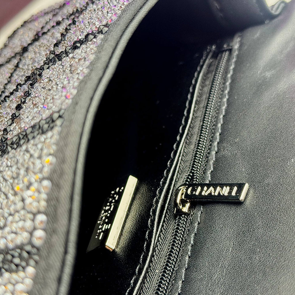 Chanel Rhinestone Grid Flap Bag in Black and Silver ✨👜