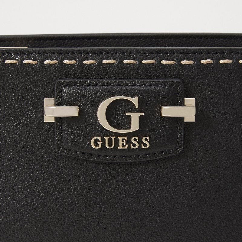 Guess Black Leather Signature Tote with Contrast Stitching 👜✨