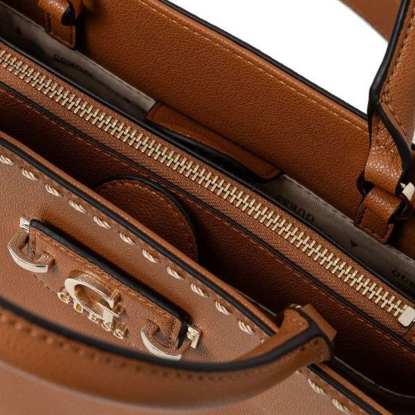 Guess Black Leather Signature Tote with Contrast Stitching 👜✨