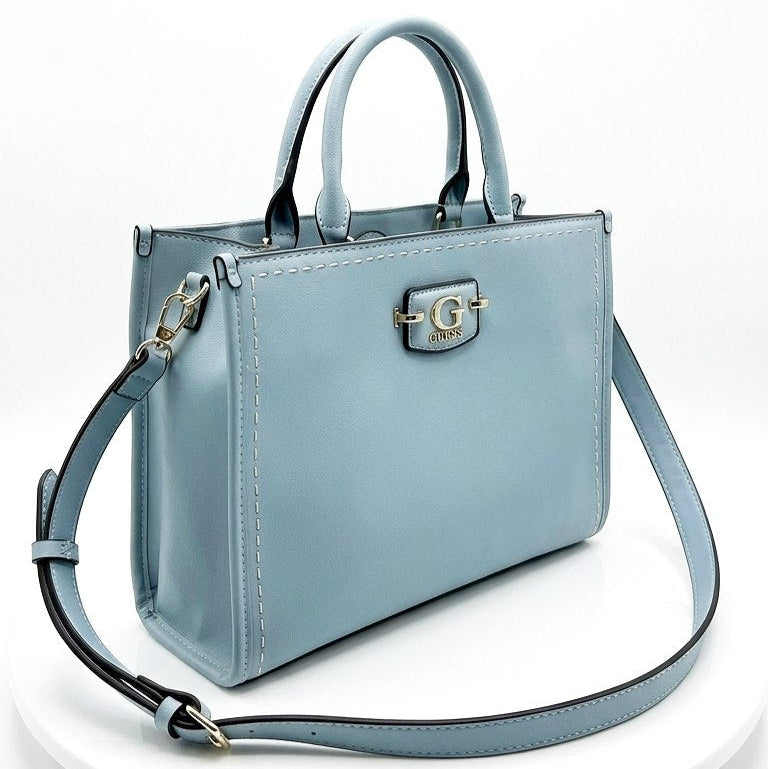Guess Black Leather Signature Tote with Contrast Stitching 👜✨