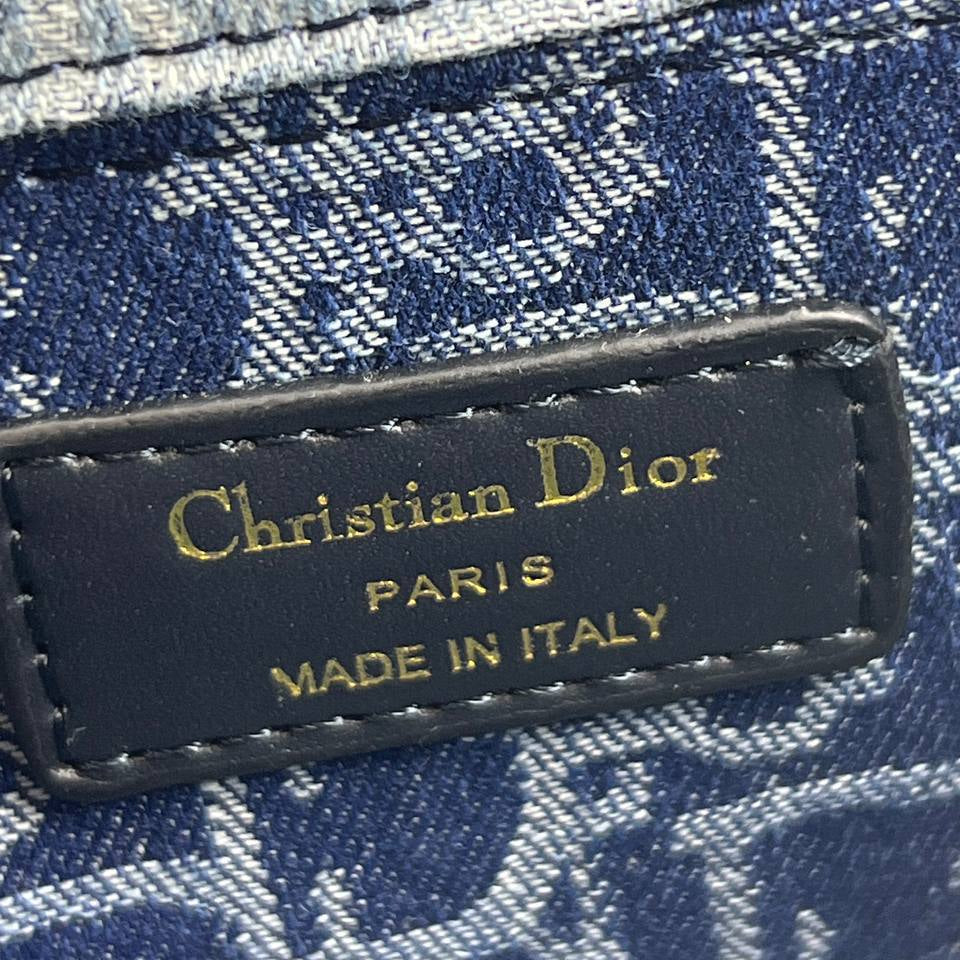 Christian Dior Denim Oblique Bag with Gold Tone Hardware