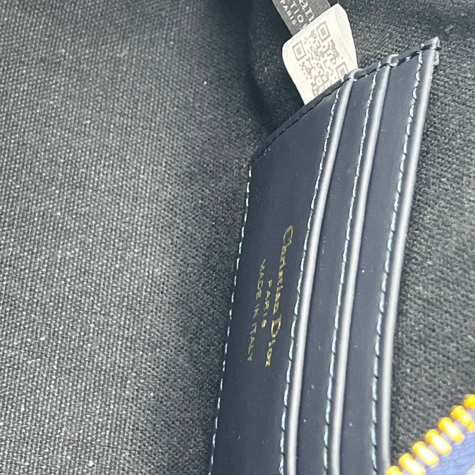 Christian Dior Denim Oblique Bag with Gold Tone Hardware
