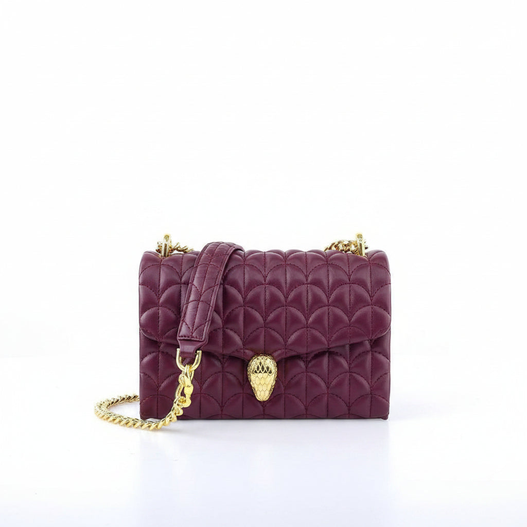 Bulgari Quilted Shoulder Bag with Signature Snake Head Clasp