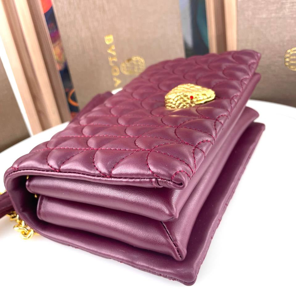 Bulgari Quilted Shoulder Bag with Signature Snake Head Clasp
