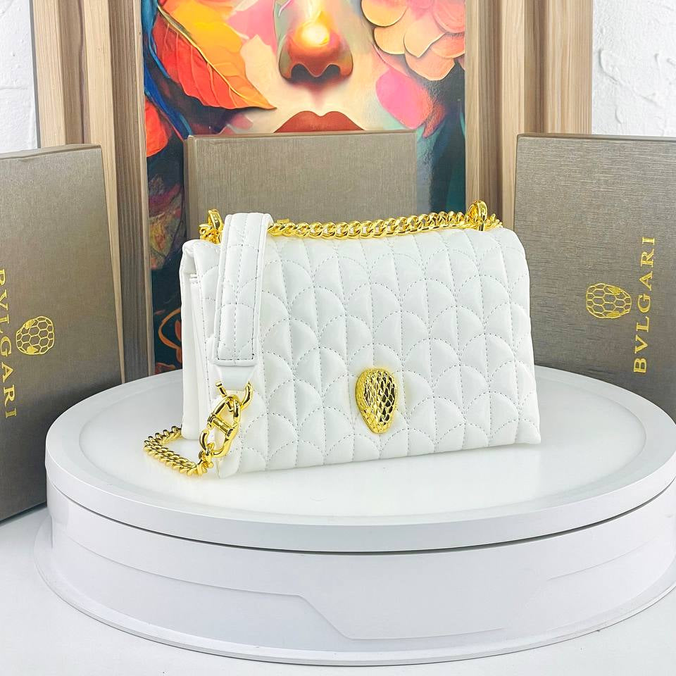 Bulgari Quilted Shoulder Bag with Signature Snake Head Clasp