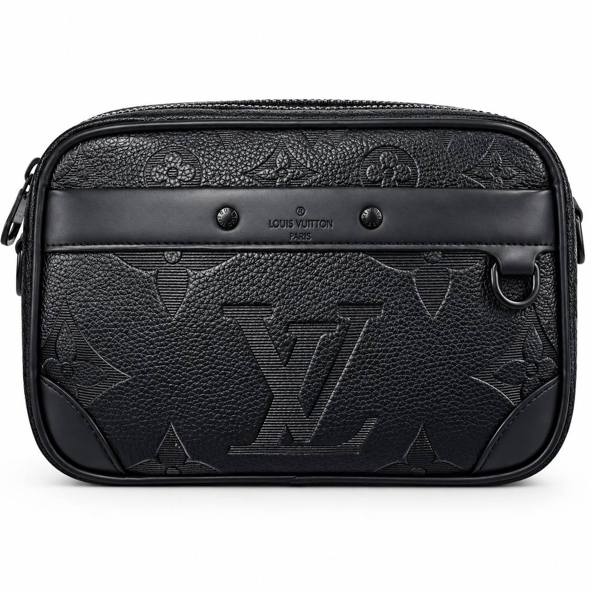 Louis Vuitton Monogram Embossed Black Leather Messenger Bag