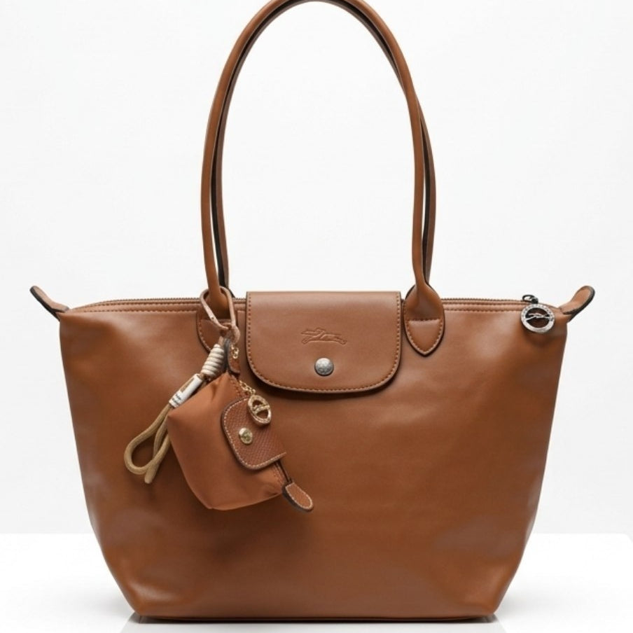 Longchamp Soft PU Leather Original Tote Bag with Coin Purse Charm