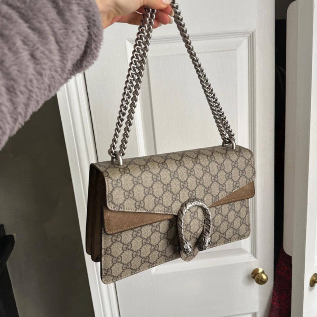 Gucci Dionysus GG Supreme Canvas Shoulder Bag with Tiger Closure