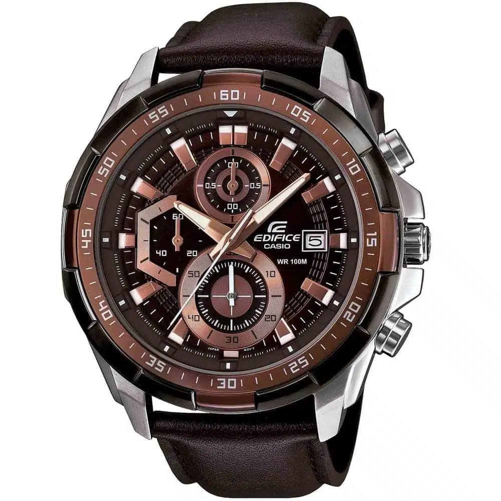 Casio Edifice Chronograph Brown Leather Sport Watch