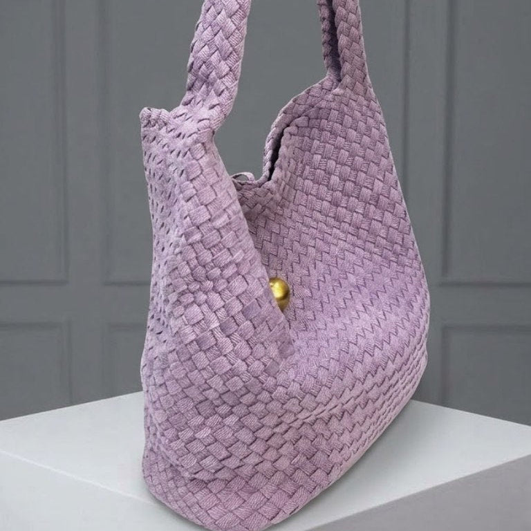Bottega Veneta Style Woven Shoulder Bag with Matching Pouch