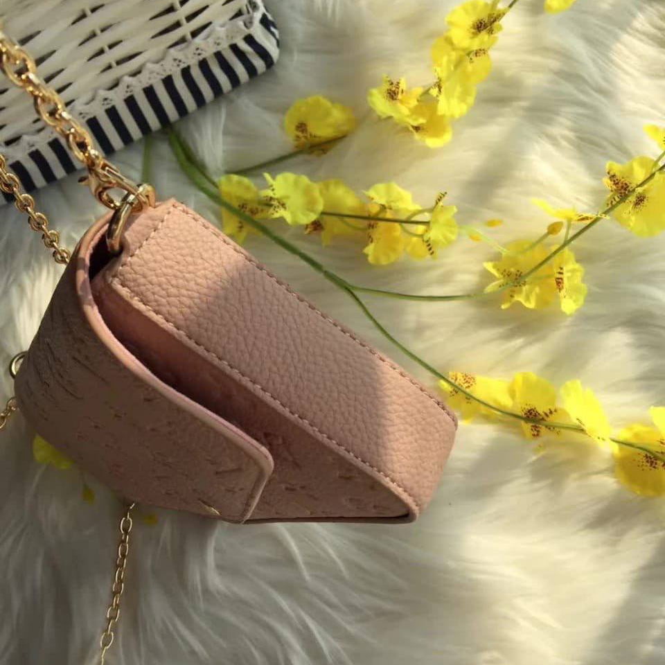 Monogram Embossed Crossbody Bag Set with Gold Chain