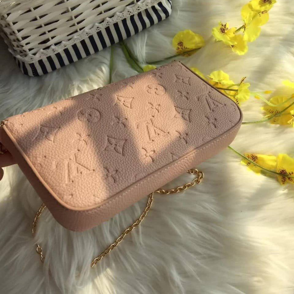Monogram Embossed Crossbody Bag Set with Gold Chain