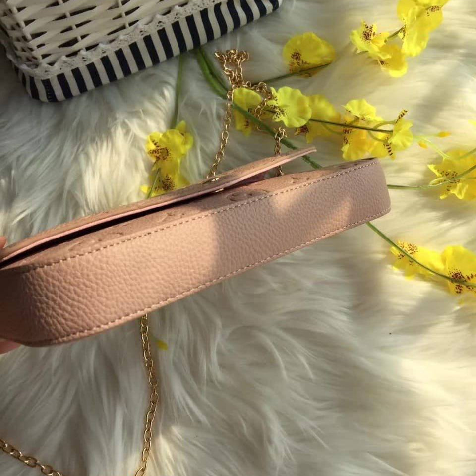 Monogram Embossed Crossbody Bag Set with Gold Chain