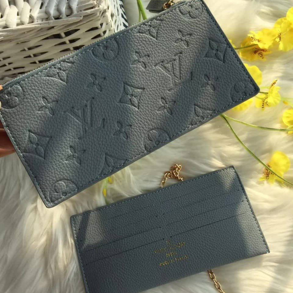 Monogram Embossed Crossbody Bag Set with Gold Chain