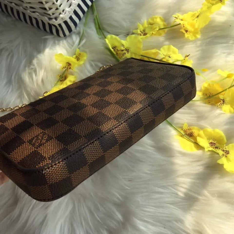Monogram Embossed Crossbody Bag Set with Gold Chain
