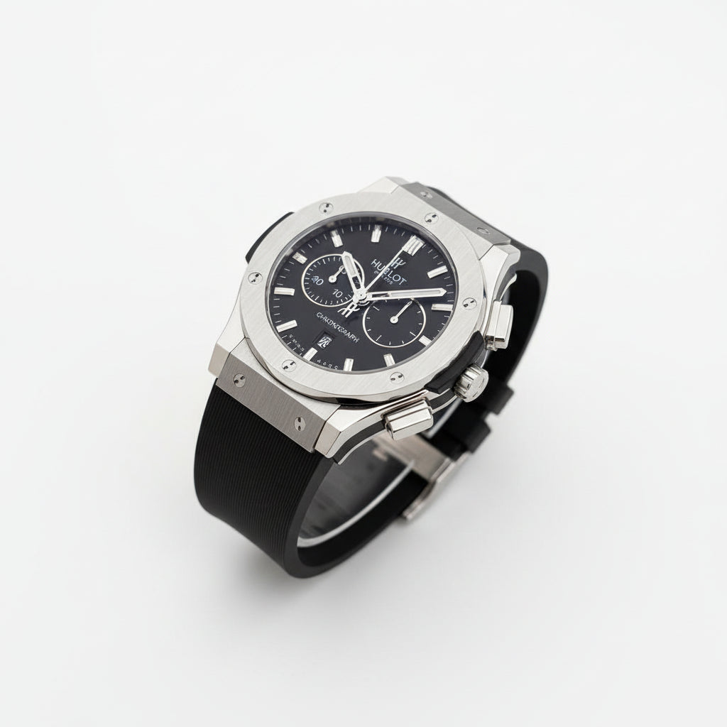 Hublot Men's Silver, Black & Gold Watch ⌚✨🖤