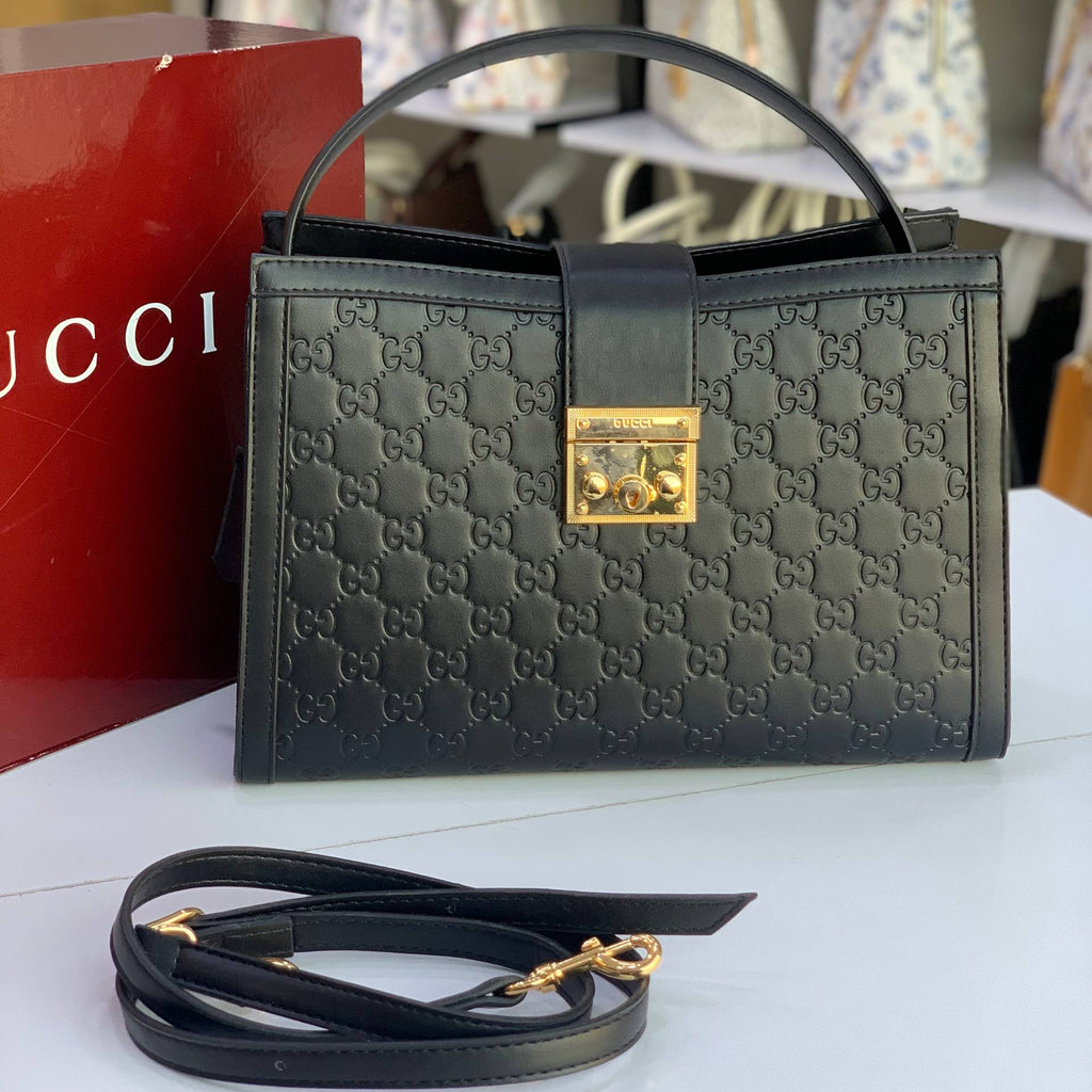 Gucci Red Embossed Leather GG Logo Handbag