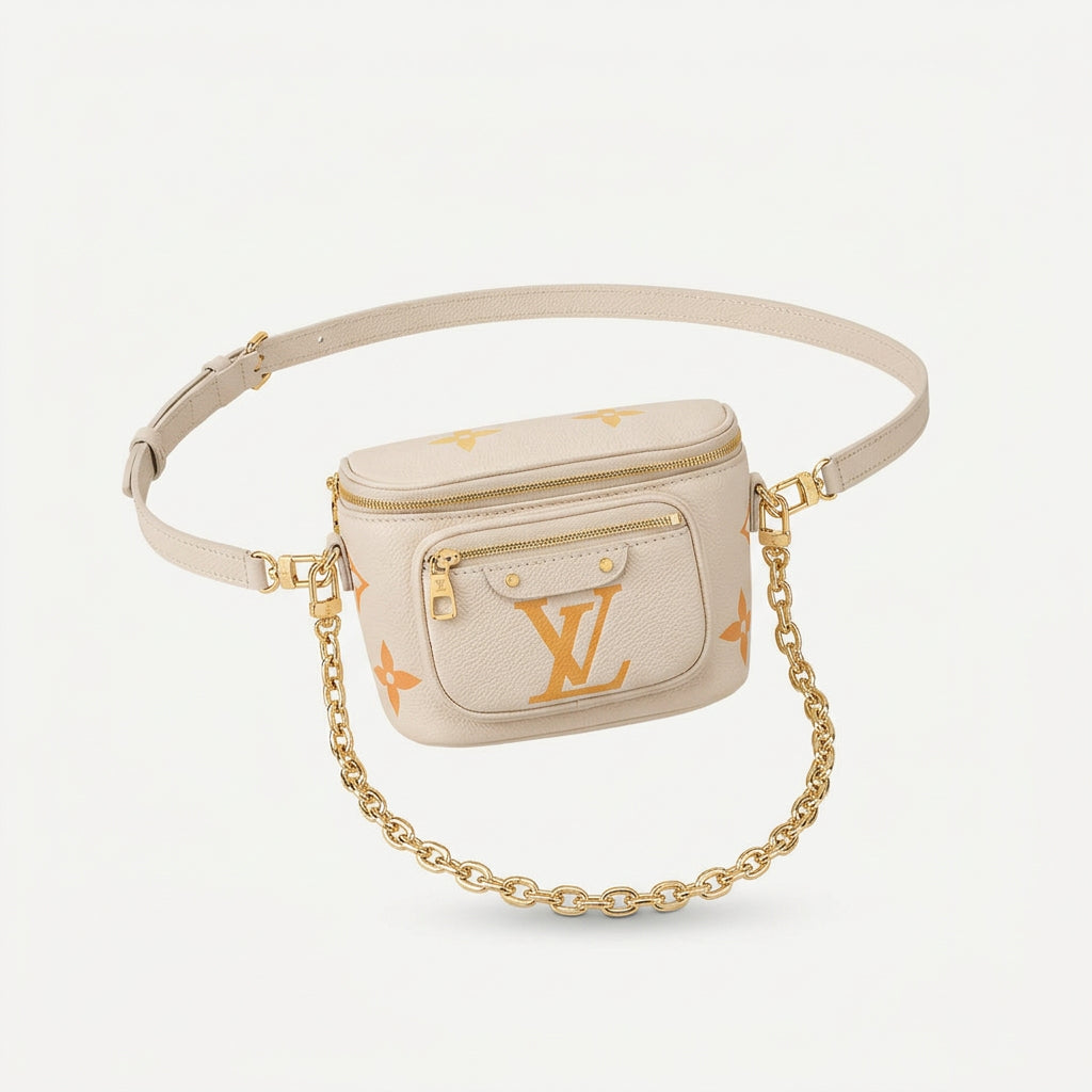 Louis Vuitton Leather Belt Bag with Gold Chain Strap