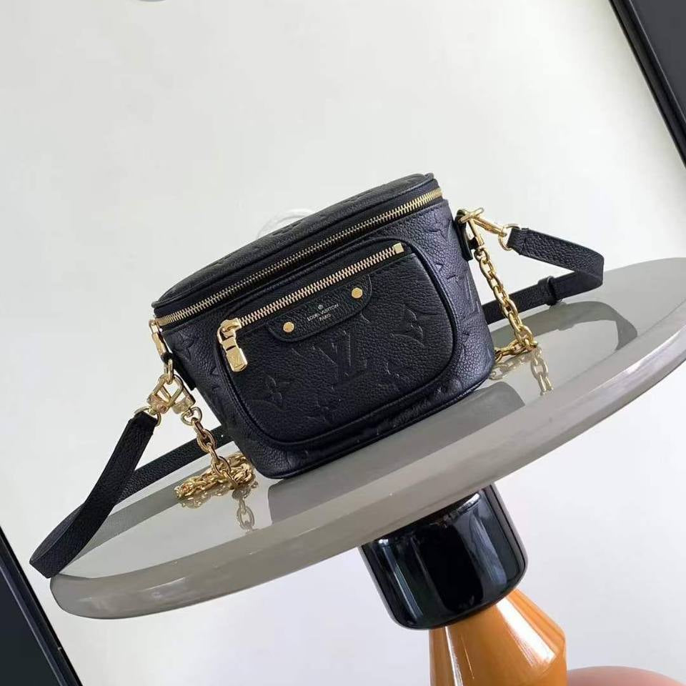 Louis Vuitton Leather Belt Bag with Gold Chain Strap