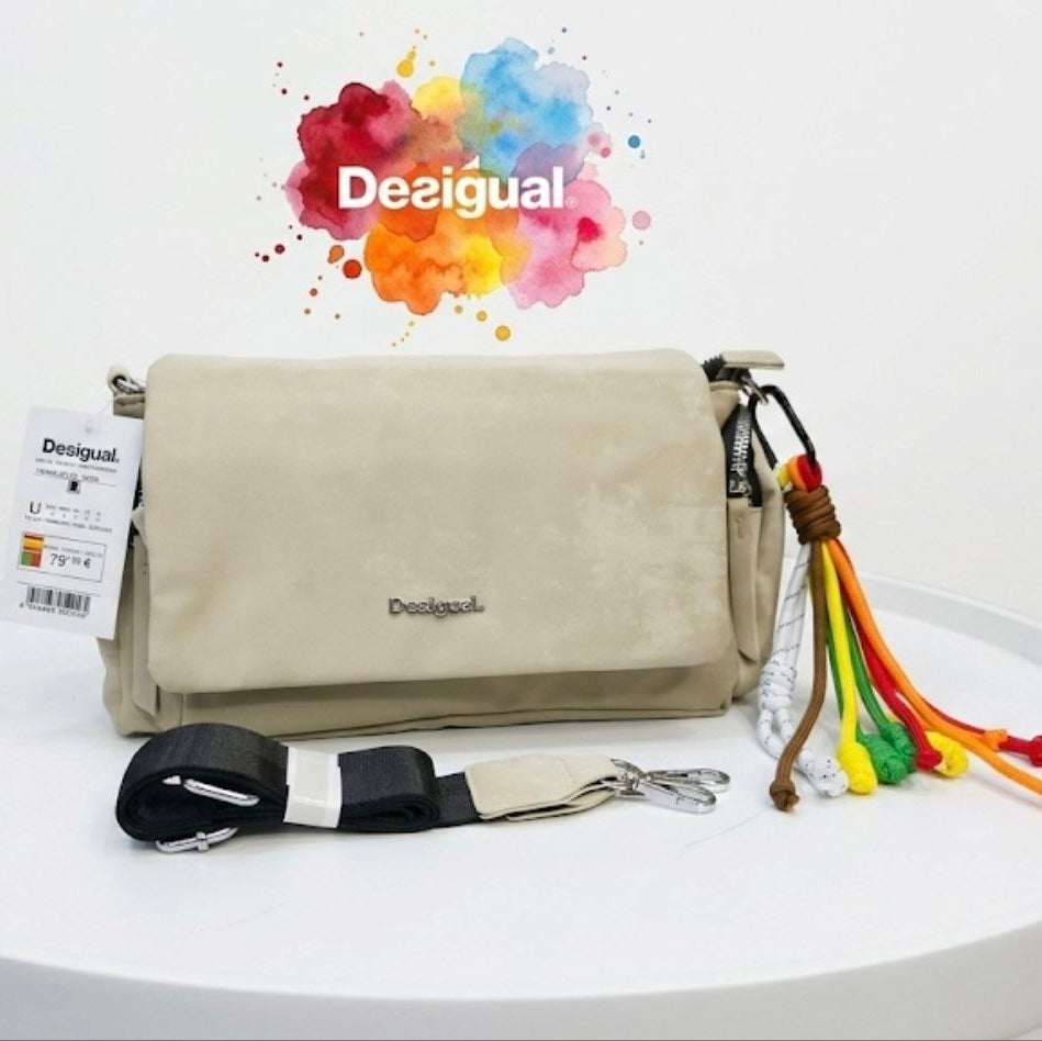 Desigual Gray & Beige Soft Material Bag 👜🤍