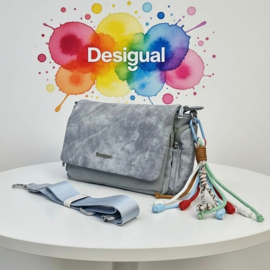 Desigual Gray & Beige Soft Material Bag 👜🤍