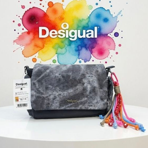 Desigual Gray & Beige Soft Material Bag 👜🤍