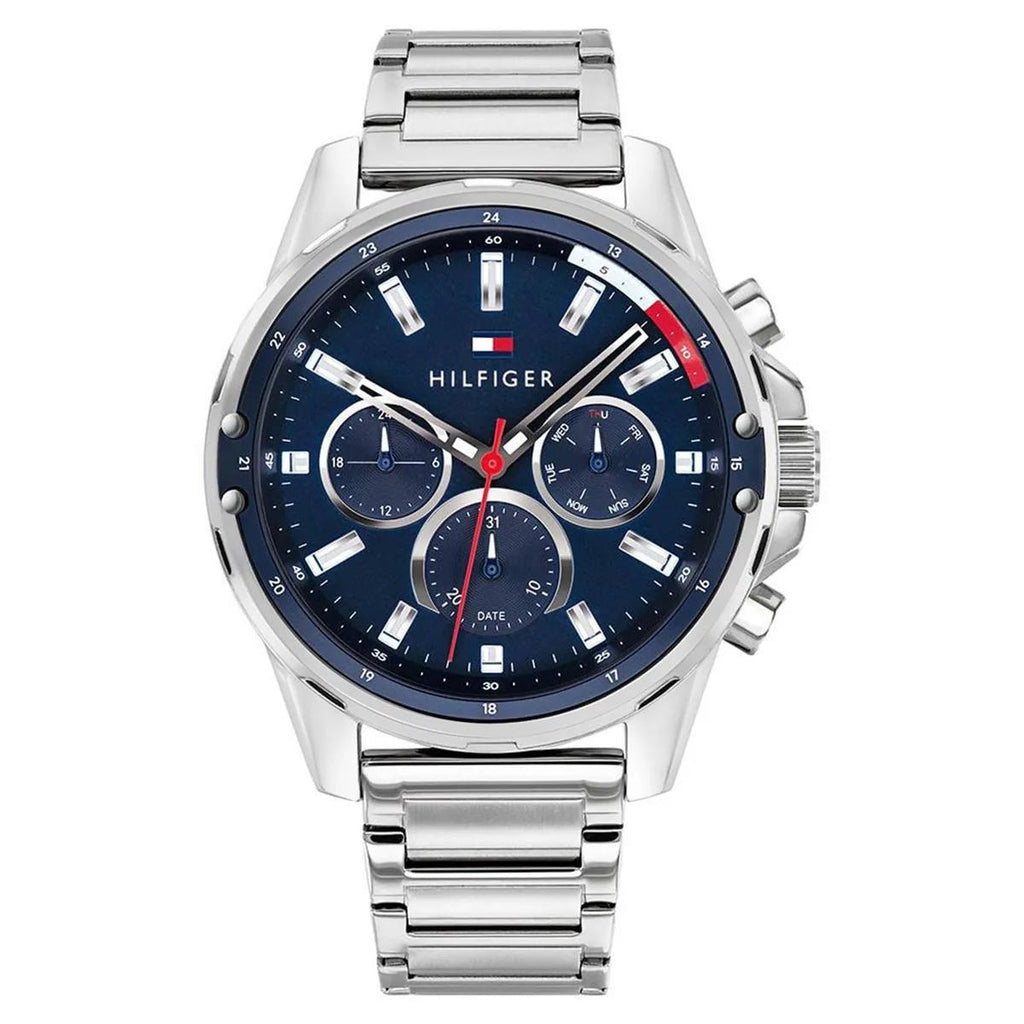 Tommy Hilfiger Silver & Blue Stainless Steel Watch ⌚💙