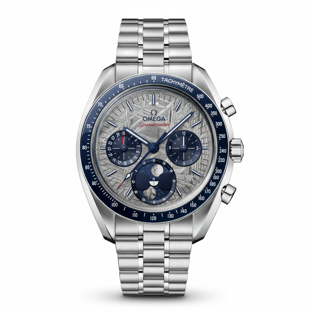 Omega Silver & Blue Stainless Steel Men's Watch ⌚🔵✨